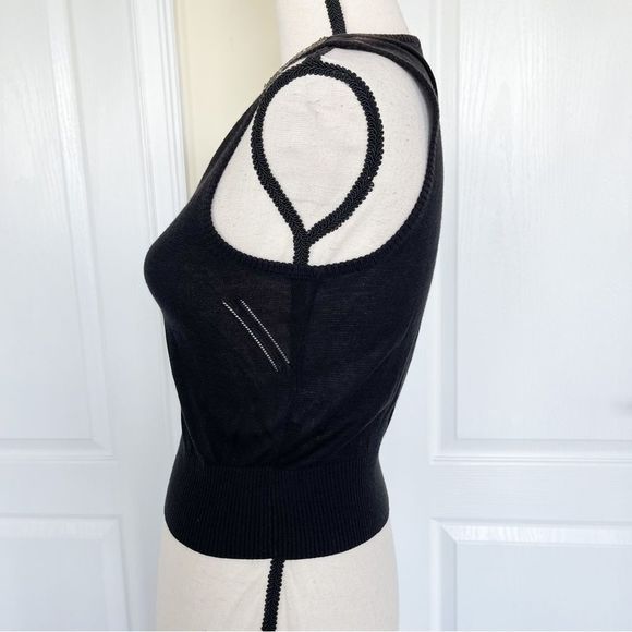 Badgley Mischka Size XS Hand Embroidered Detailed Stitching Sheer Silk Blend Top - Picture 8 of 12